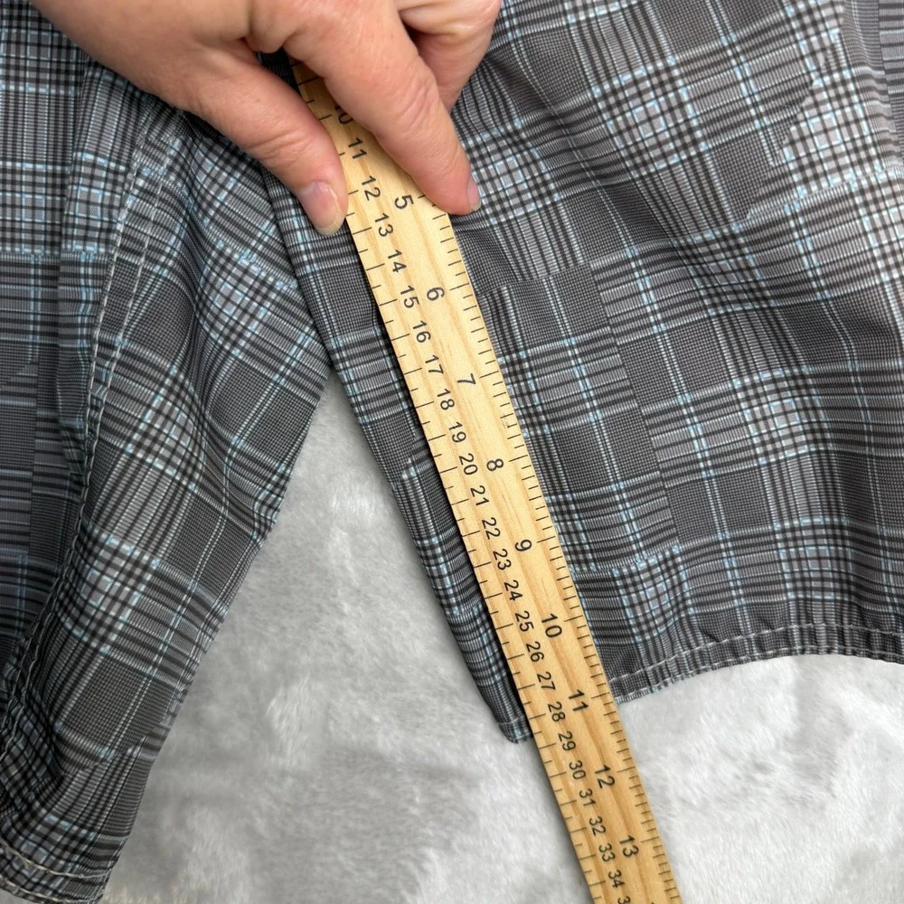 vintage y2k Quiksilver Mens Plaid Board Shorts Grey Blue Cargo‎ Pocket Size 34